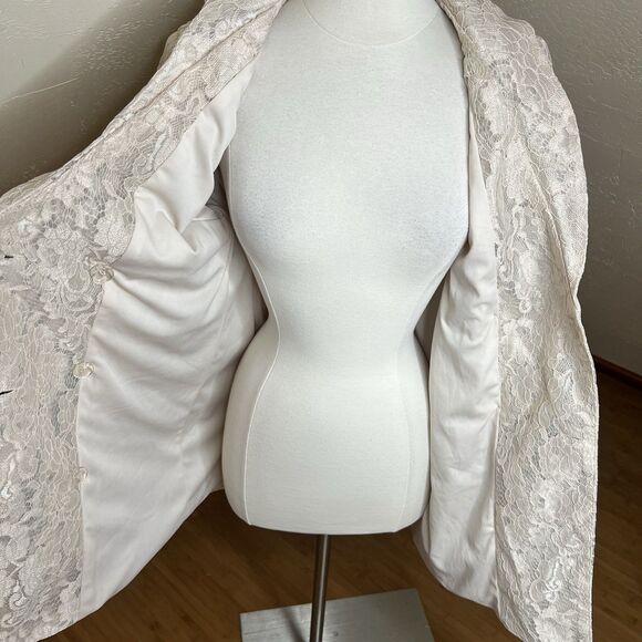 Lulus Double Breasted Dress Size Small Beige Ronan Lace Mini‎ Cocktails Party - Picture 6 of 10